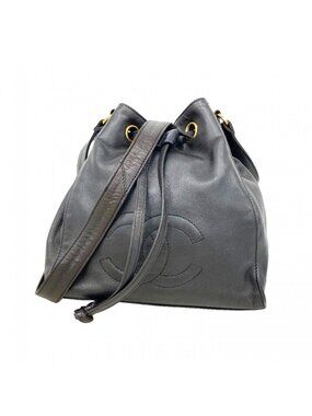 Chanel Shoulder Bag Lambskin Black Gold